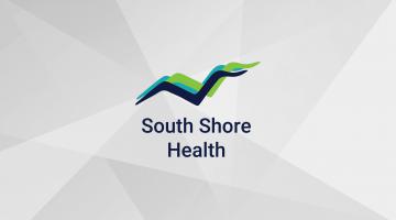 South Shore Health logo overlaying gradient background