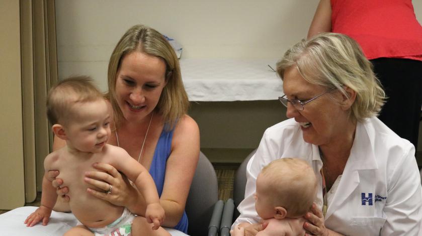 Mom and a lactation consultant talking