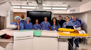 Cardiac Cath Lab colleagues pose with the new equipment