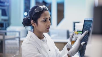 A doctor conducting clinical research at South Shore Hospital.