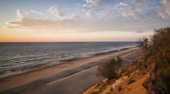 Scenic beach at sunset landscape