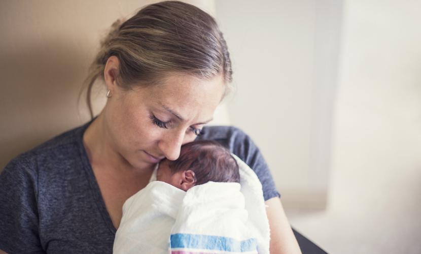 A mother with a sick infant