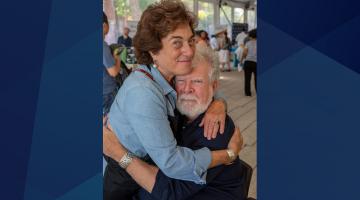 Michael and Louisa share a photo of themselves for a patient story at South Shore Health